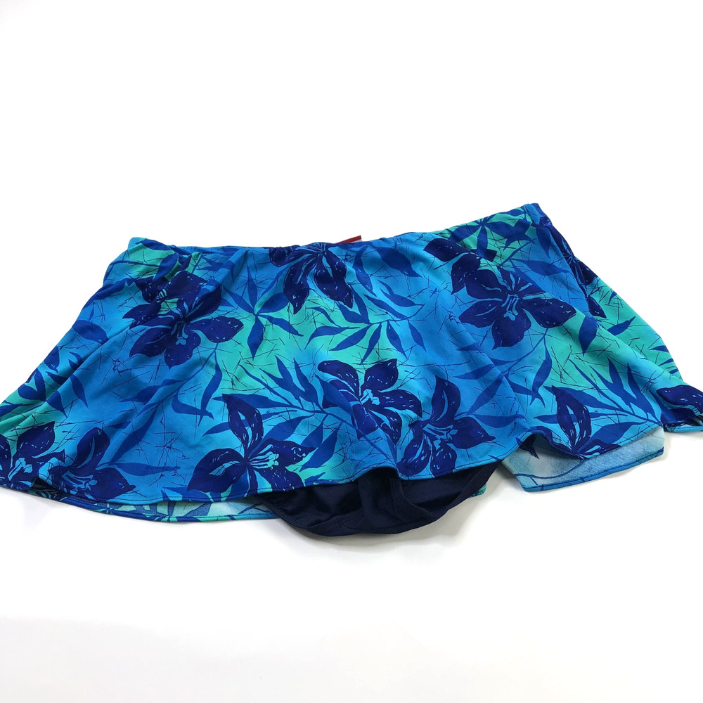 Cole Of California VTG Plus 20 (Fits 39In) Bikini Panty Brief Skirt Floral Blue